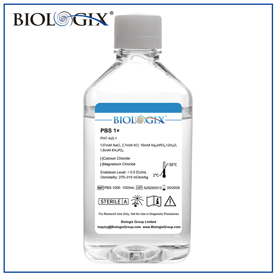 Baroque Pbs Buffer (1×) Ph7.4±0.1, Sterile, Low Endotoxin, 500Ml/Bottle