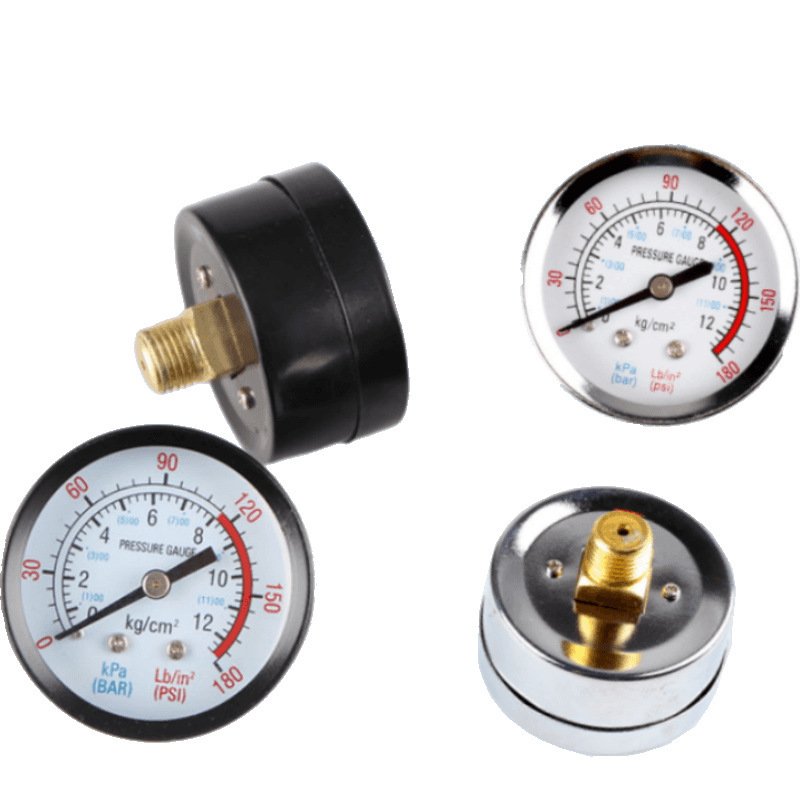 Air compressor air pump accessories pressure gauge horizontal axial pressure gauge 1 points 2 points special iron shell plastic gauge valve for floor heating