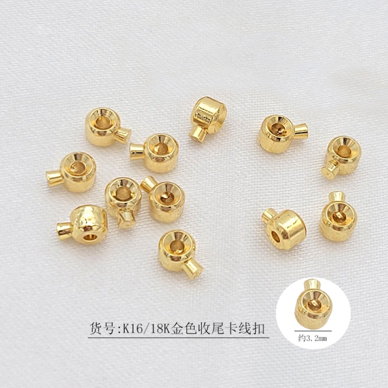 18k package gold plated real gold snap button handmade diy bracelet clip closure accessories wire rope fishing line positioning buckle buckle