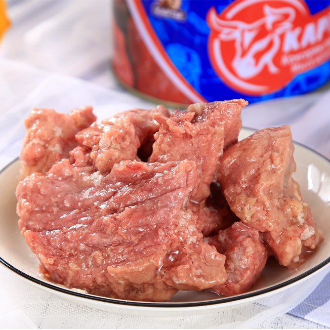 Russian flavor map canned beef can open can instant lunch meat 400g