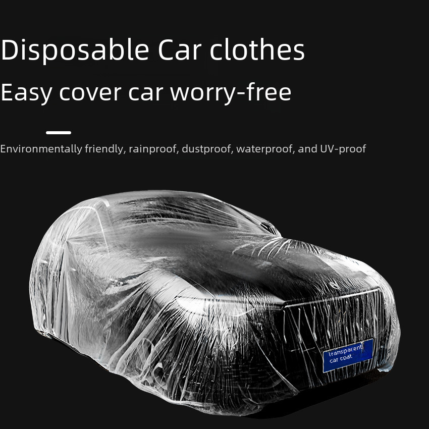 Car Disposable Car Clothes Universal High Pressure PE Film Rainproof Car Clothes Cover Protective Plastic Transparent Thickened Car Clothes