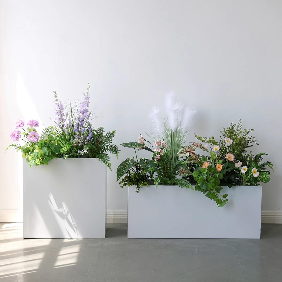 Уличный ящик для цветов из нержавеющей стали, балконный ящик для растений, квадратный прямоугольный ящик для цветов из железа