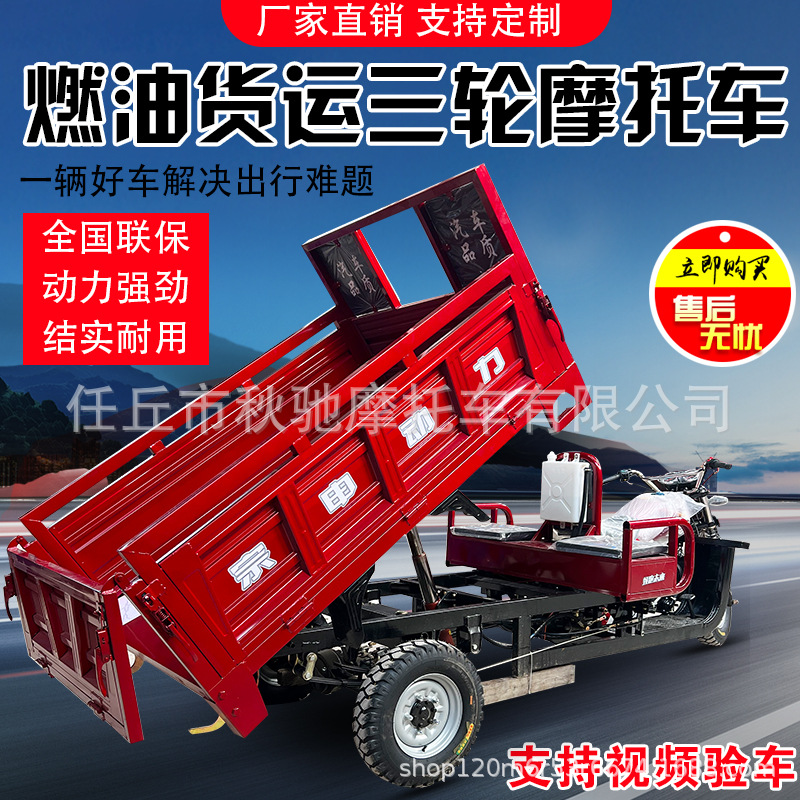 Foreign Trade Agricultural Three-Wheeled Motorcycle Fuel Household Gasoline Cargo Dump Truck King Cargo Three-Wheeler