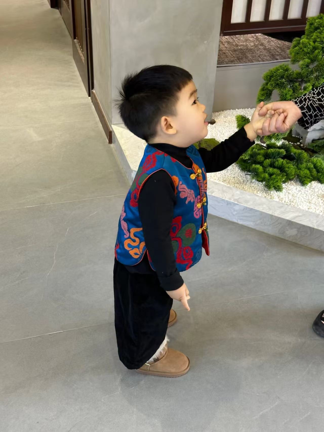 Hanfu Boys and Girls Tang Suit Autumn Chinese Style New Chinese Style Children's Blue Vest Baby Coat Mid-Autumn Festival Clothing