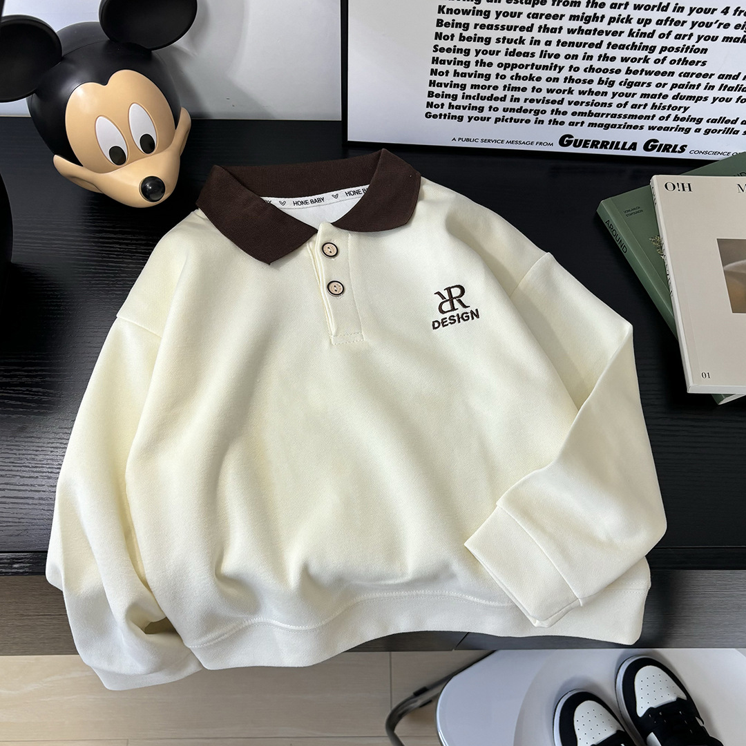 Children's autumn new polo shirt big children's casual handsome letter embroidered lapel boys sweater children's clothing wholesale