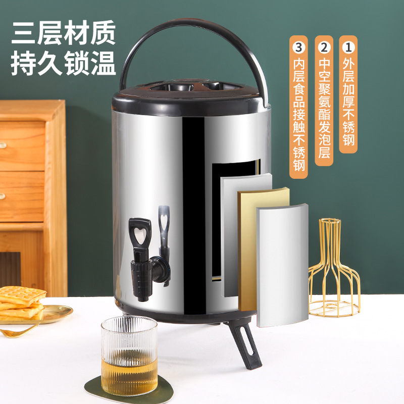 Milk Tea Bucket, Insulated Bucket, Commercial Use for Stalls, Milk Tea Shop, Tea Brewing Bucket, Ice Bucket, Boiling Water Bucket, Stainless Steel Soy Milk Bucket, Light Luxury