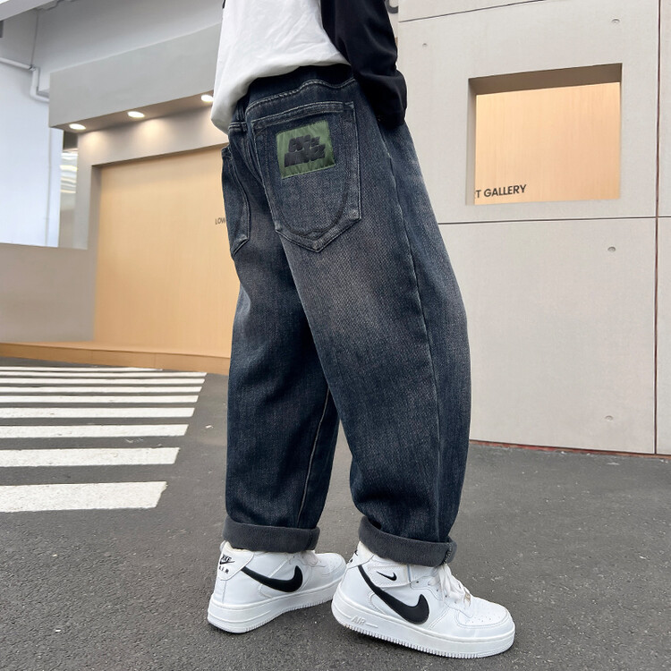 New Spring and Autumn Boys Jeans Boys Pants Trousers 2024 Medium and Large Children Casual Loose Straight-Leg Trendy
