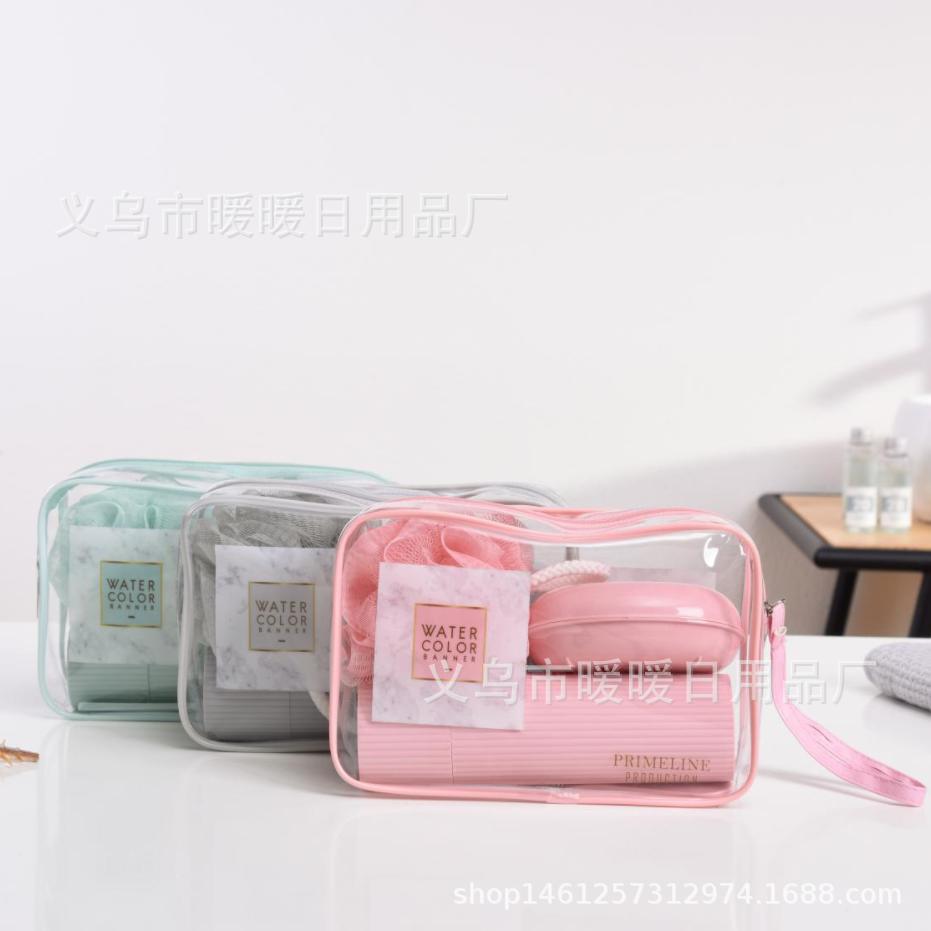 Cross-border Travel Transparent PVC Zipper Bag Toiletry Bag Portable Portable Toiletry suit in stock Wholesale