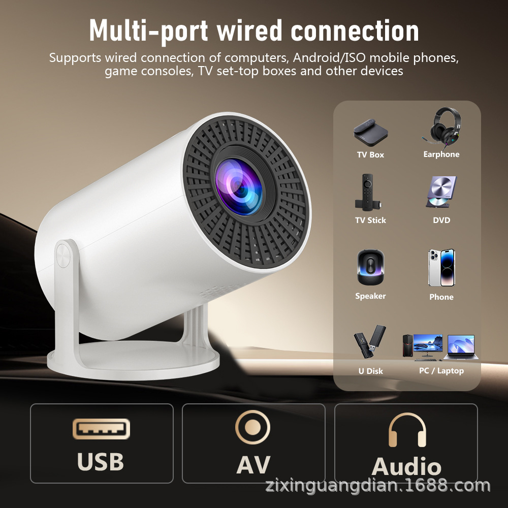 Cross-Border Overseas Version of the Popular Q200 Barrel Projector Small Home Bedroom Wall Projection Convenient Projector