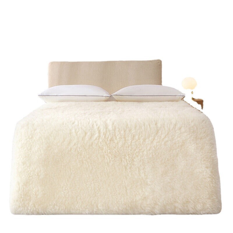 100% Real Wool Mattress Mattress Mattress Autumn and Winter Warm Moisture-proof Lamb Fleece Soft Cushion Foldable Student Double Cushion Quilt