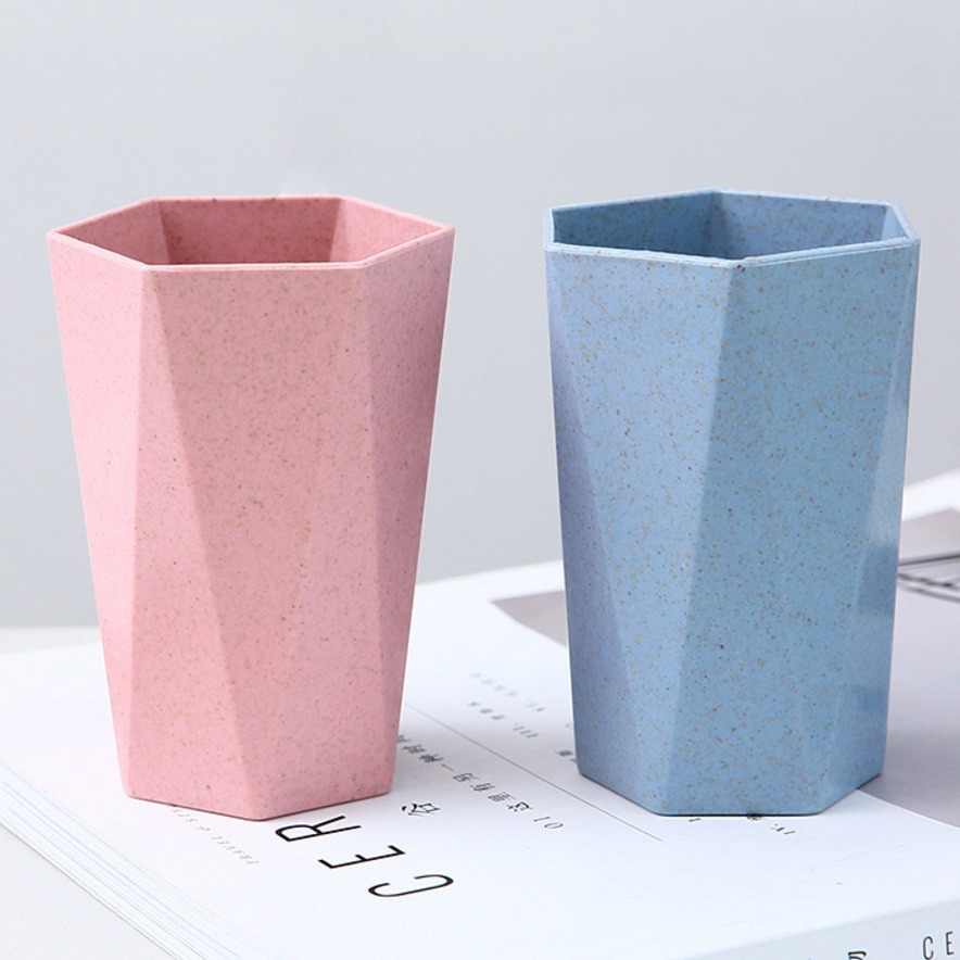 Wheat straw wash cup thickened Geometric Diamond Cup gargle Cup Diamond Cup travel wash cup tooth jar