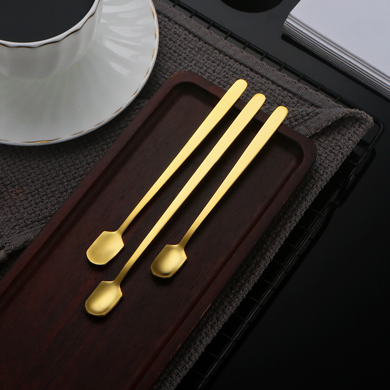 New gift stainless steel square head spoon take tea spoon mixing spoon glass cup warm cup coffee spoon honey spoon