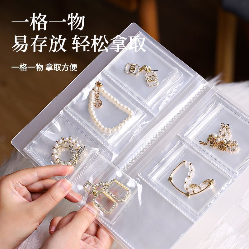 3 inch 5 inch portable transparent jewelry storage book pvc sealed anti-oxidation silver necklace earrings storage bag