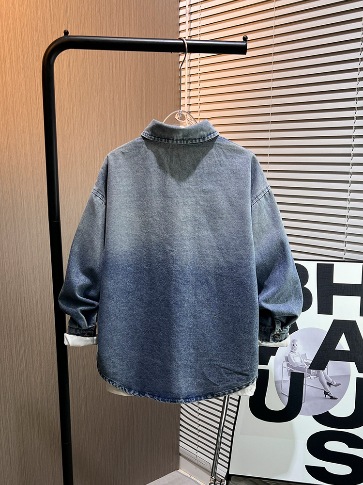 Boys' Spring Denim Shirt Jacket 2025 New Style Tops for Children, Korean Style Shirts for Older Kids, Trendy Outerwear