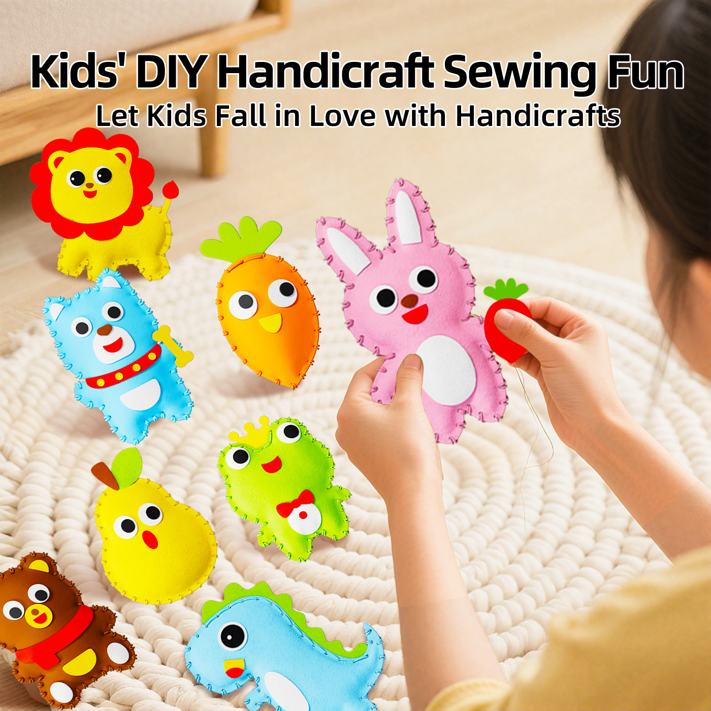 Children's Sewing Fun English Version DIY Cross-Border Children's Educational Toys Handmade Creative Material Kit Sewing Fun for Girls