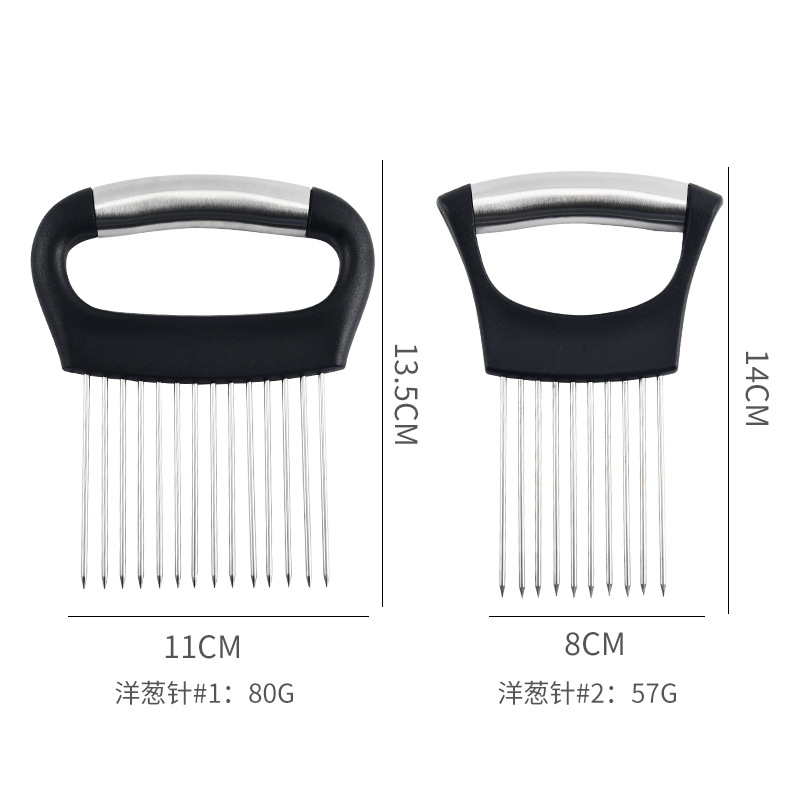 304 Stainless Steel Meat Tenderizer Needle for Slicing Lemons, Meat Tenderizing Needle, Onion Fork, Vegetable Cutter Holder, Hand Protection Tool