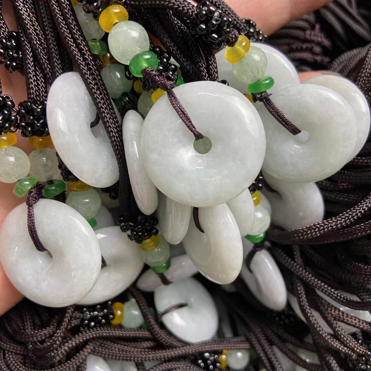 Jade Jade Hanging Ping An Buckle Bean Green White Domestic Identification A Goods Jade Pendant Jade Pendant