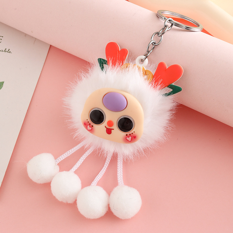 New Imitation Mink Fur Cute Mouth Funny Keychain Bag Pendant Jewelry Car Key Chain Small Gifts Wholesale