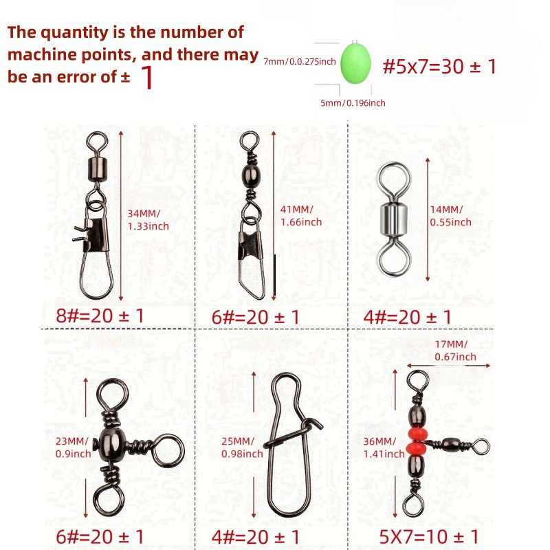 Cross-border explosives 140 pieces of fishing connector swivel boxed ball bearing swivel sea bean perch trout sea water