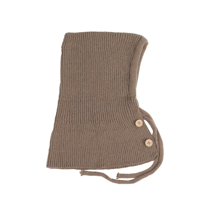 Women's Winter Woolen Knitted Hat, Hat and Scarf, One-Piece Face-Showing Small Ear Protection Korean Balaclava Hat to Keep Warm