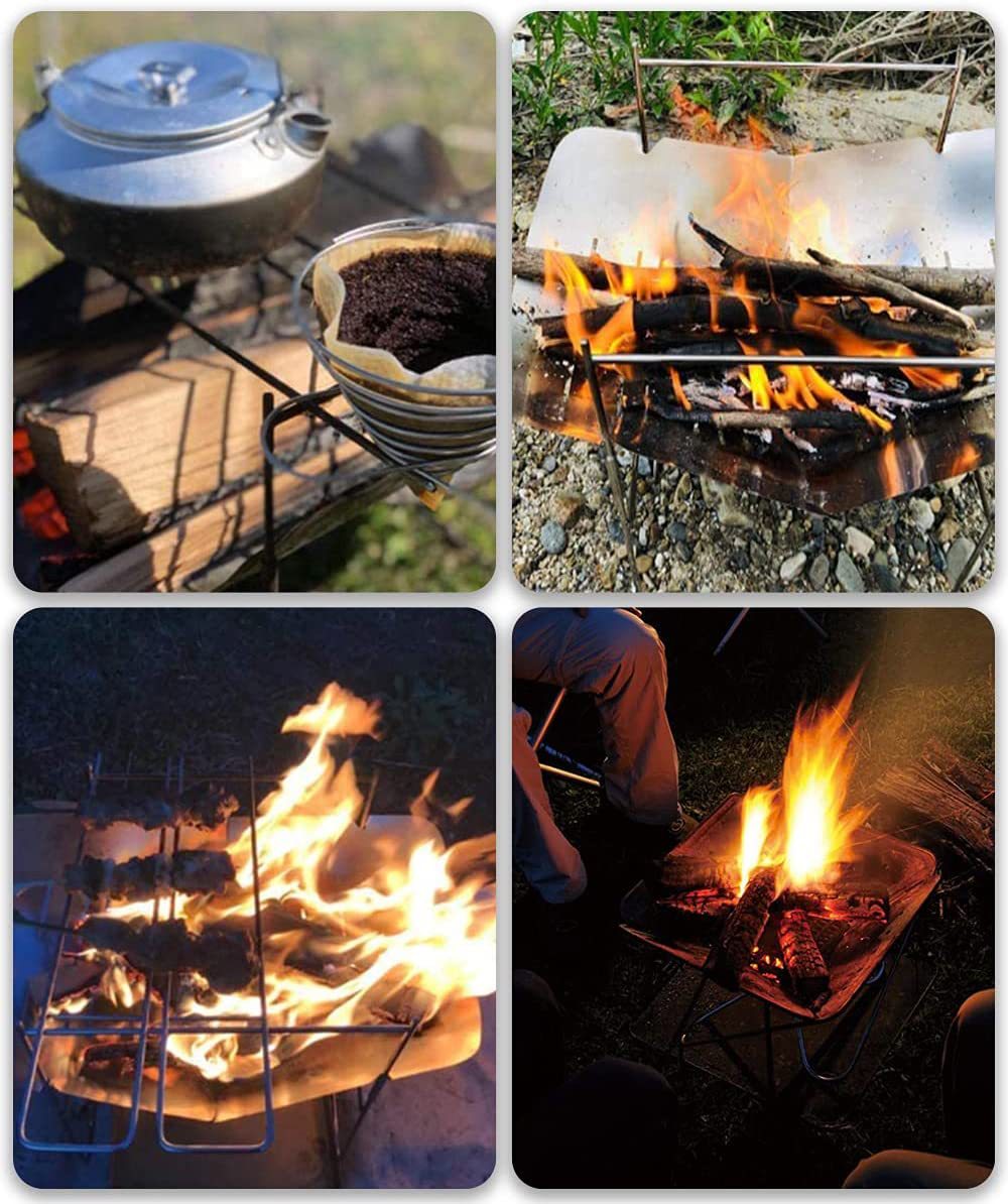 Outdoor Picnic Stainless Steel Folding Easy Storage Burning Table Camping Bonfire Basin Grill Burning Frame Firewood Stove