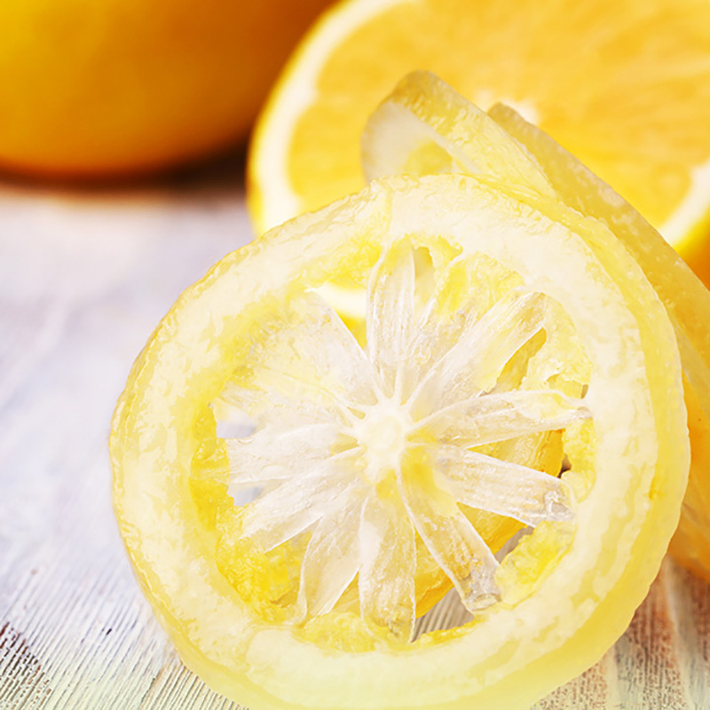 Baicaowei Crystal Lemon Slices 65g Box Size 70 Pack Ready-To-Eat Brewed Candied Fruit Dried Whole Box Snacks Wholesale