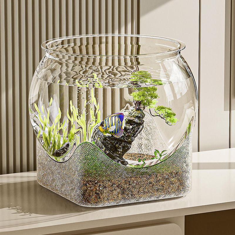 Fish Tank Desktop Small Landscaping Ecological Tank Office Transparent Turtle Tank Wholesale Plastic Anti-Fall and Anti-Break Goldfish Tank