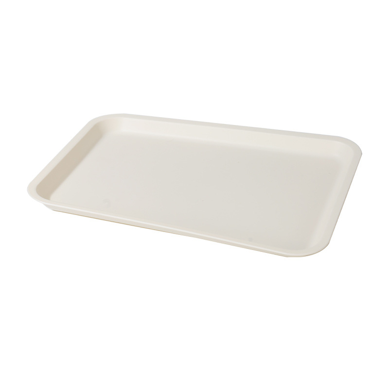 Household Plastic Kitchen Rectangular Tableware Tray Living Room Outdoor Barbecue Tea Fruit Imitation Wood Grain End Dishes Square Plate
