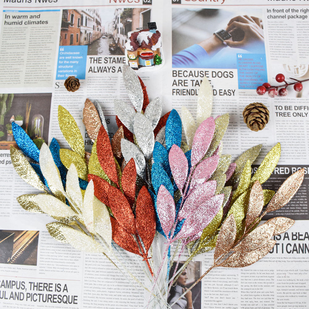 Золотой порошок для Рождества 6 листьев, кросс-бордерные товары Amazon, золотой порошок для гирлянды на рождественскую елку, серебряный материал