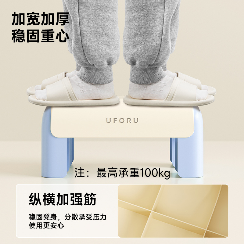 Children's Plastic Low Stool Bathroom Kindergarten Baby Footstool Household Living Room Stacked Thickened Non-slip Shoe Changing Stool