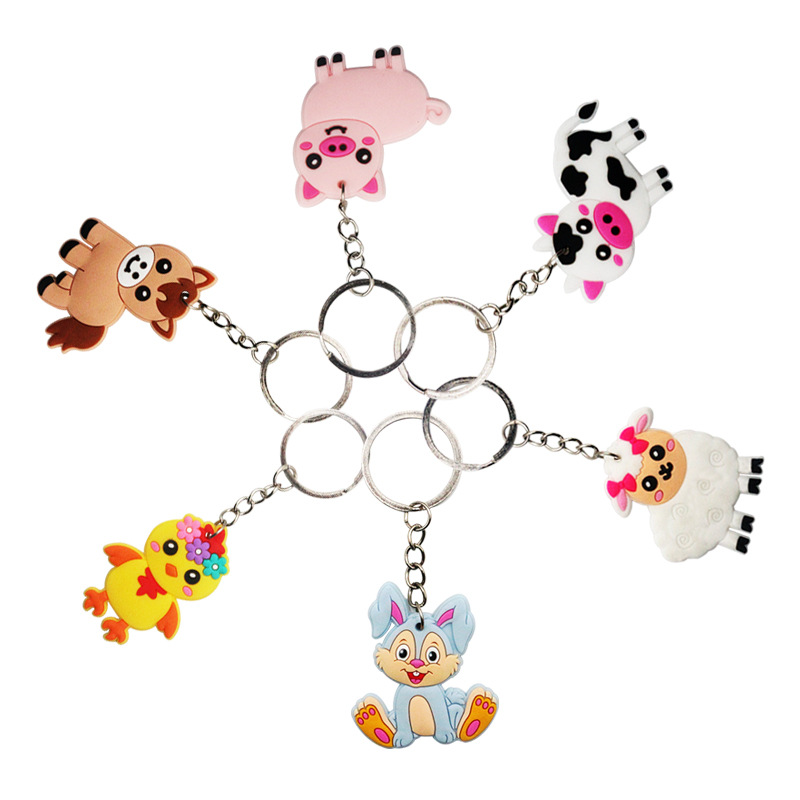 Amazon Pvc Cartoon Keychain Farm Animal Rabbit Cute Keychain Metal Keychain Party