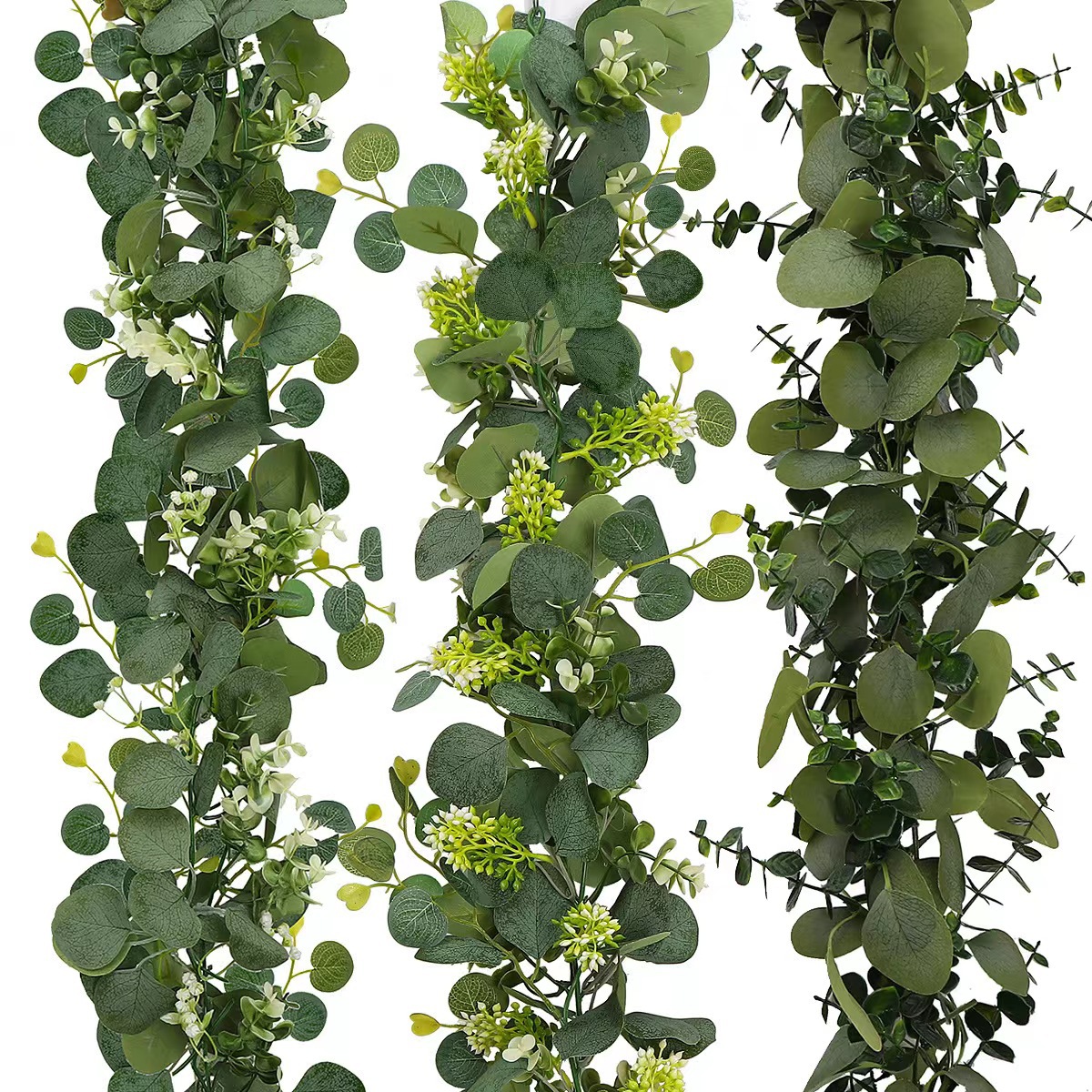 Cross-Border Simulated Rattan Eucalyptus Money Leaf Fake Flower Vine Green Plant Pendant Christmas Vine Decoration Home Handmade Ornaments