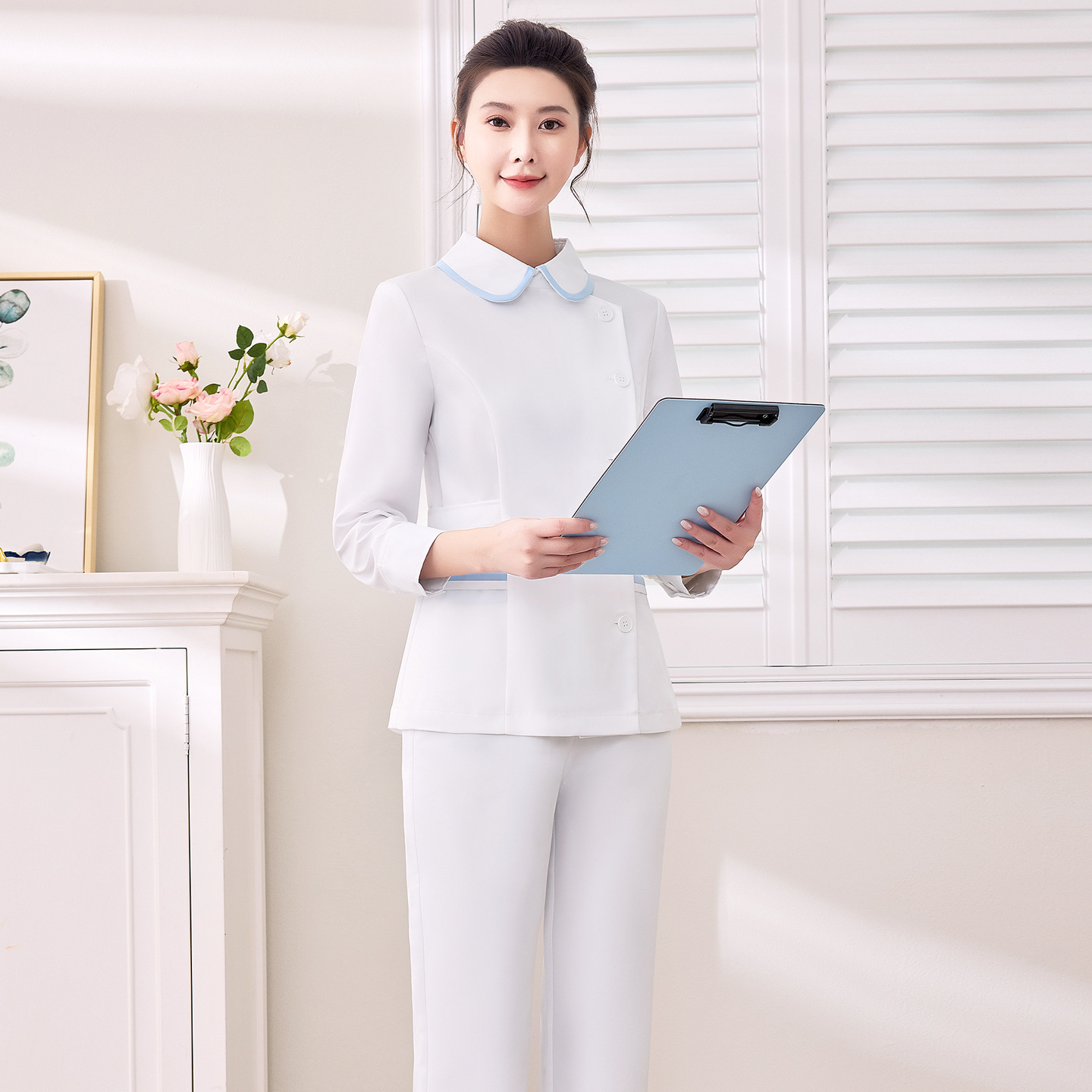 Xiangchunniao Korean Dental Oral Nurse Uniform Female Autumn Beauty Salon Front Desk Reception Split Suit Work Clothes