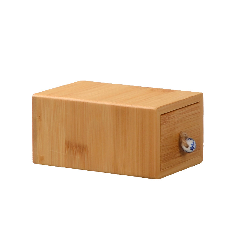 Drawer Bamboo Linen Lining Box Exquisite Seal Box Desktop Gift Storage Box Small Package Tea Gift Box Bamboo Packaging Box