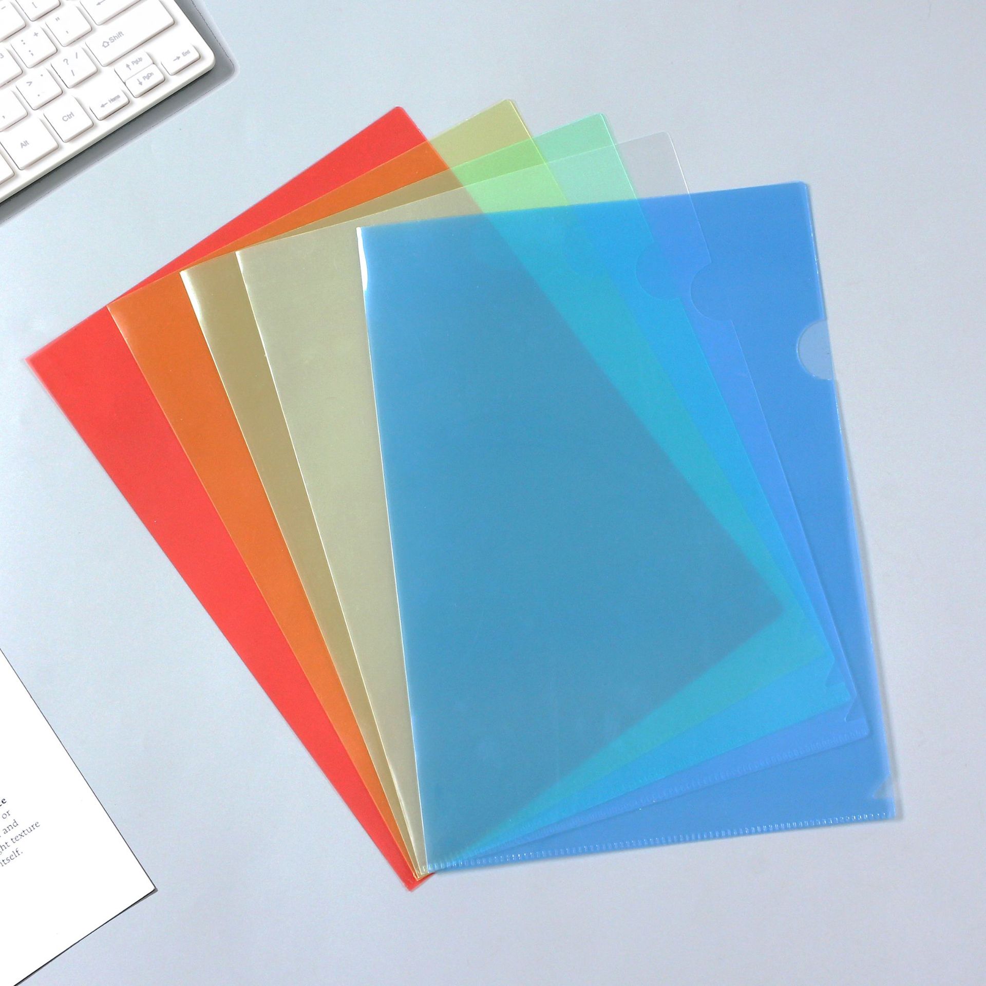 A4A5 Single Page Folder Wholesale Pp Plastic L-Shaped Folder Student Test Paper Office Colorful Folder with Logo Printing