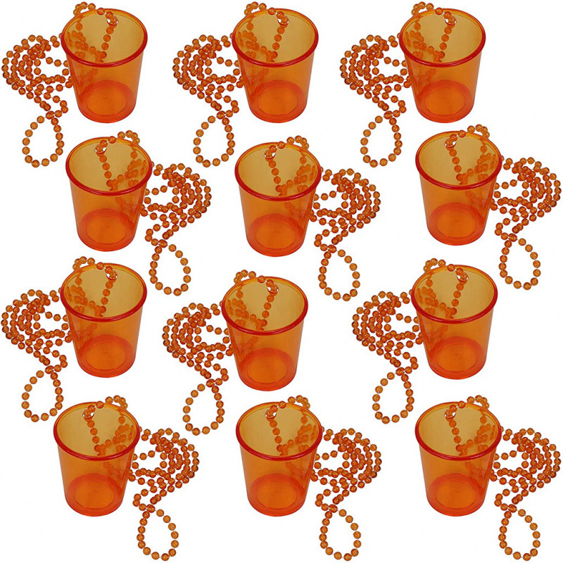 Popular Prom Party Plastic Transparent Bead Chain Cup Bachelor Party Irish Festival Connected Bead Necklace Shot Glass