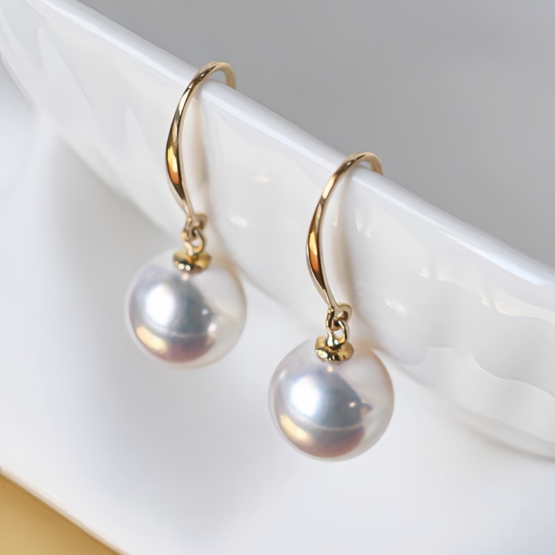 18K Color Gold New Freshwater Pearl Earrings Korean Style Personalized Fashion Pearl Ear Hooks Women's Holiday Gifts Wholesale