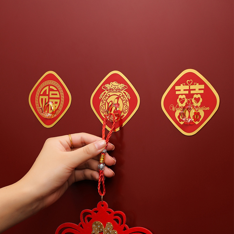 New Year's Eve Blessing Sticky Hook Acrylic Punch-Free Wedding Home Decoration Hook Kitchen Bathroom Factory Direct Sale