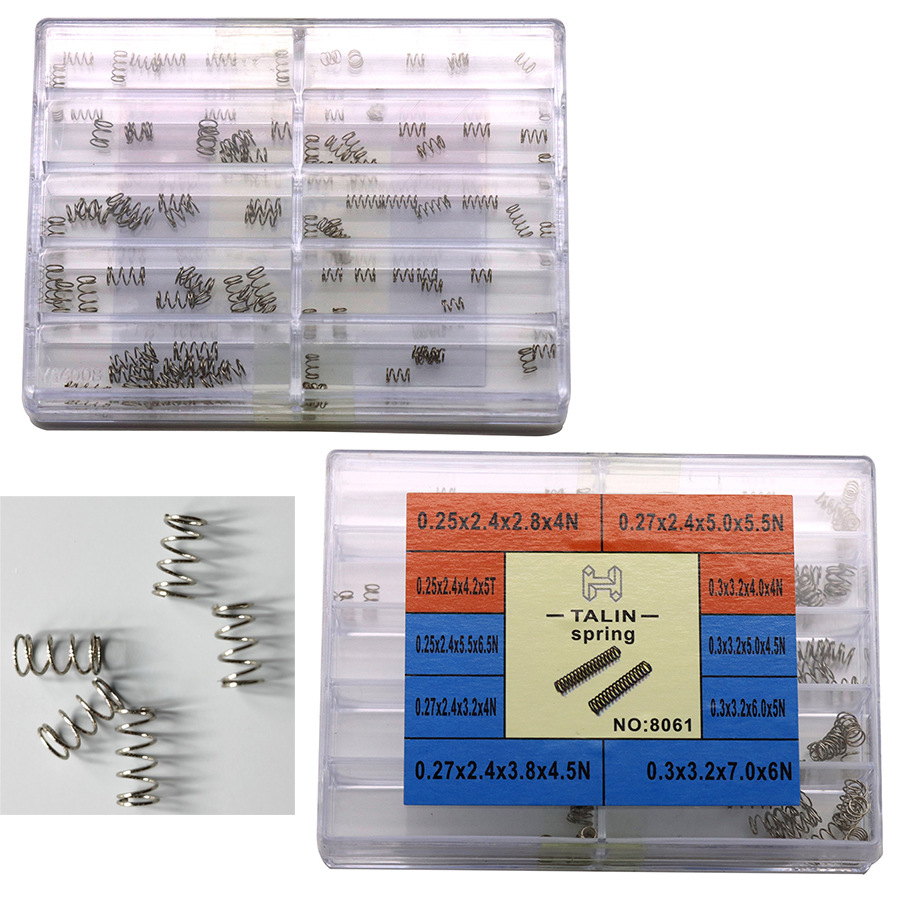 Инструменты для ремонта часов в коробке, пряжка для часов, кнопка, пружина, многоразмерная коронка 8061
