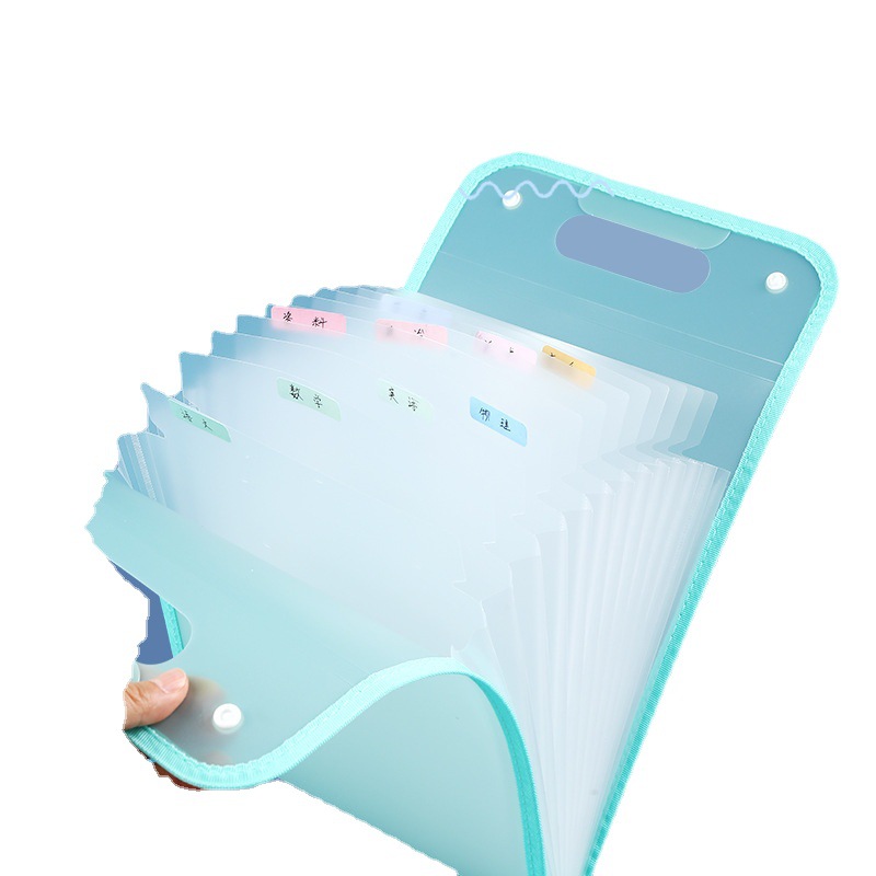 Portable Accordion File Folder A4 Student Test Paper Storage Bag 13-Layer Receipt Document Classification Storage Bag Portable Type