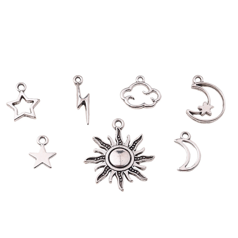 Cross-border Hot Sale Sun Moon Stars Clouds Lightning Pendant Necklace Bracelet Pendant DIY Jewelry Accessories