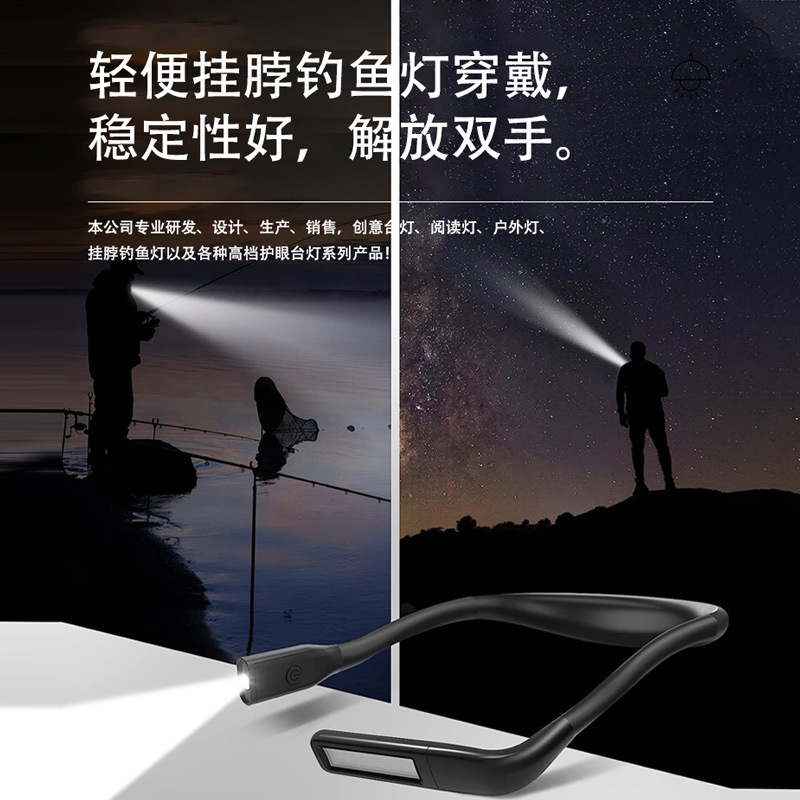 Cross-Border Wave Sensor Long-Lasting Neck-Mounted Fishing Light Outdoor Camping Night Running Lighting Portable Night Fishing Light