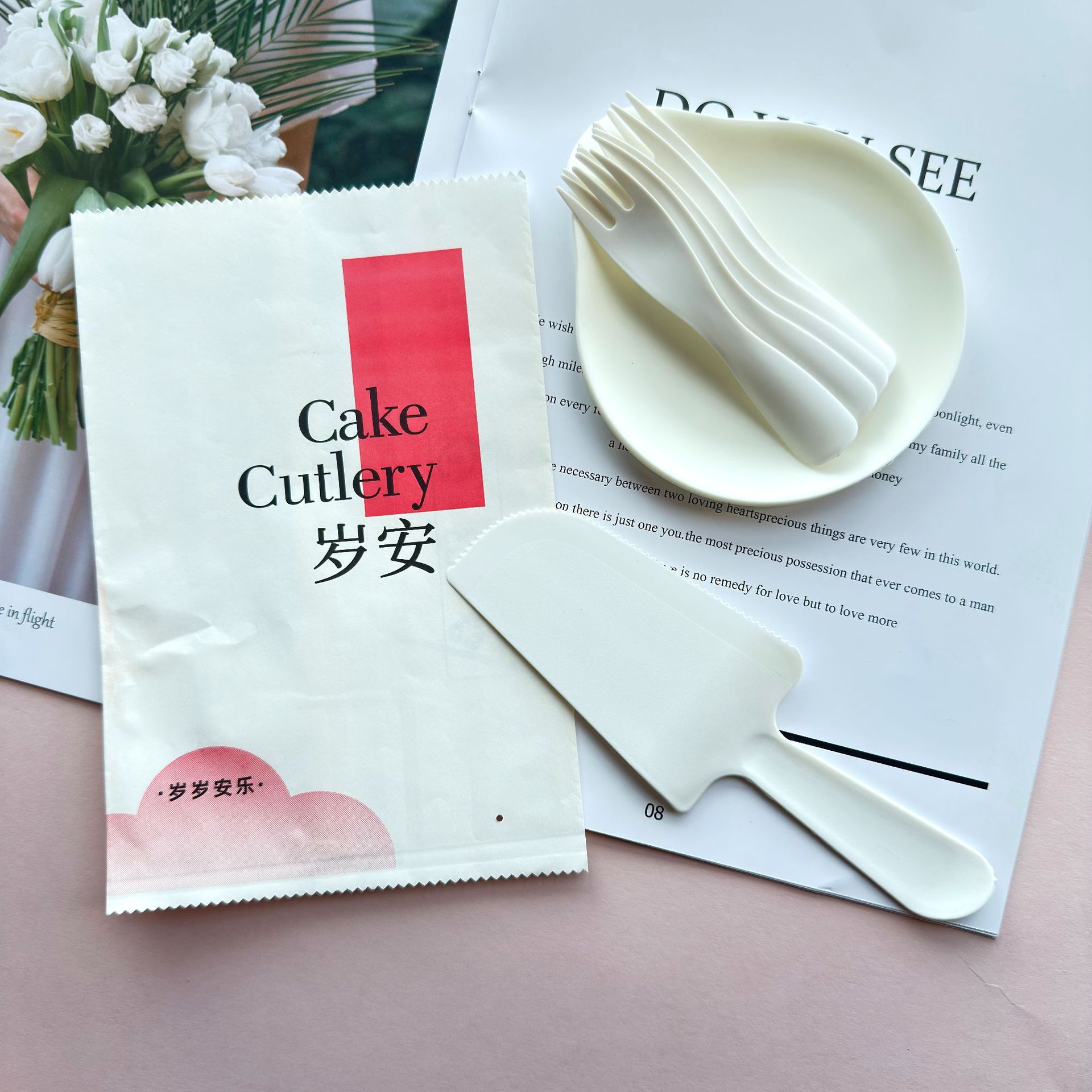 Special Edition Customized Paper Bag Tableware Wholesale Birthday Cake Disposable Tableware Candle Customization According to Demand