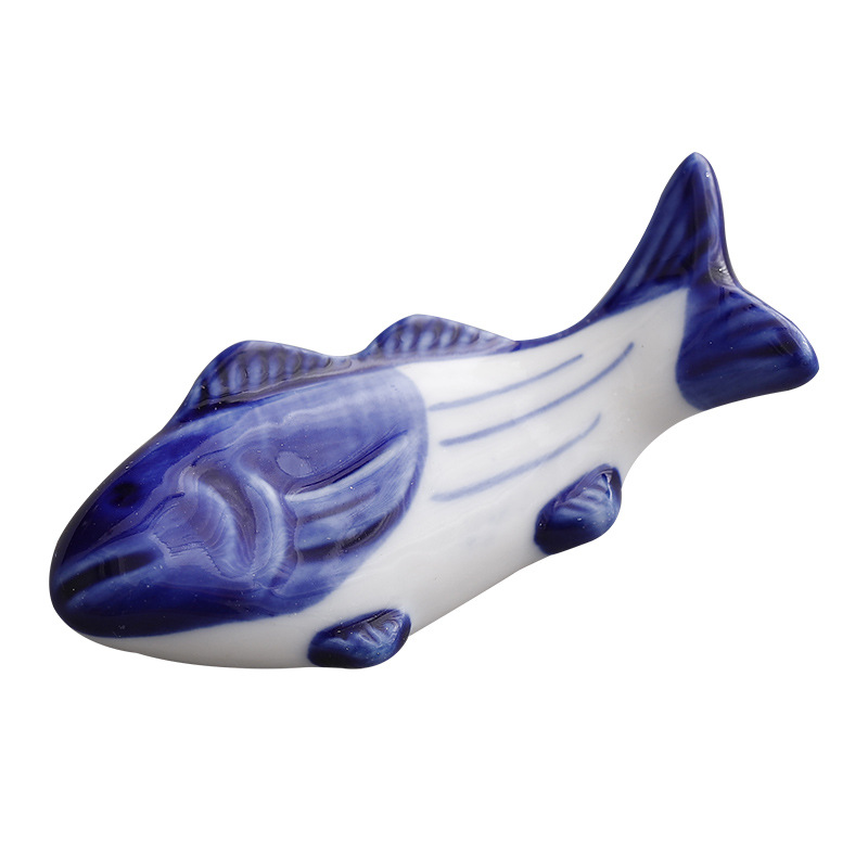 Blue Color Fish Ceramic Chopsticks Rack Cute Small Ornaments Solid Chopsticks Holder Household Chopsticks Pillow Holder Hotel Daily Store Chopsticks Holder