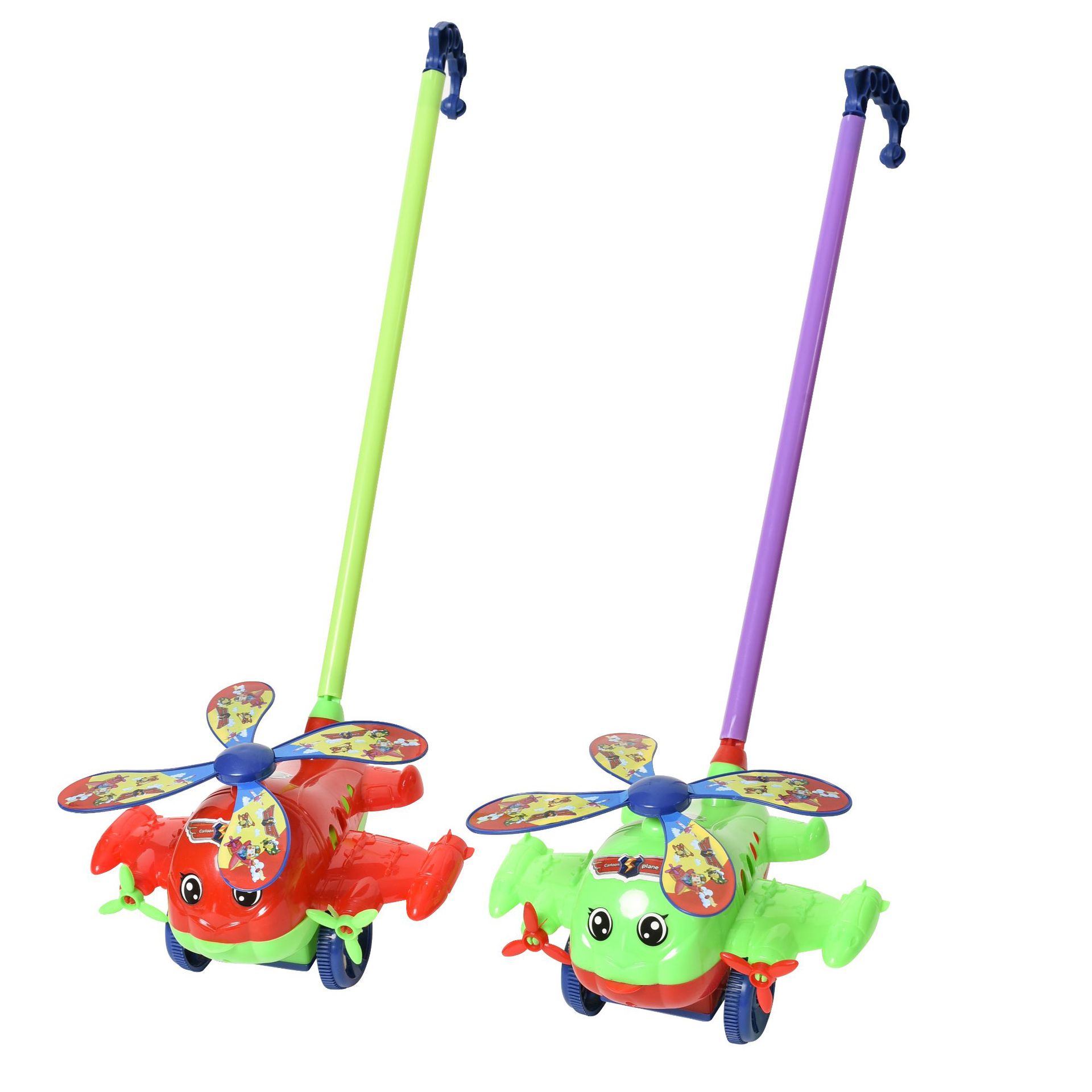 Baby toddler trolley toy single rod children push Music boys and girls hand push aircraft Pegasus lobster hot sale