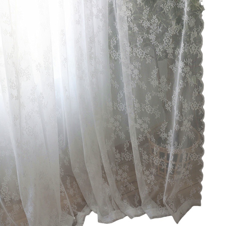 Tablecloth White Pastoral Lace Finished Curtain Screen Curtain Window Wedding Bed Curtain Balcony Bay Window American Country Wear Rod