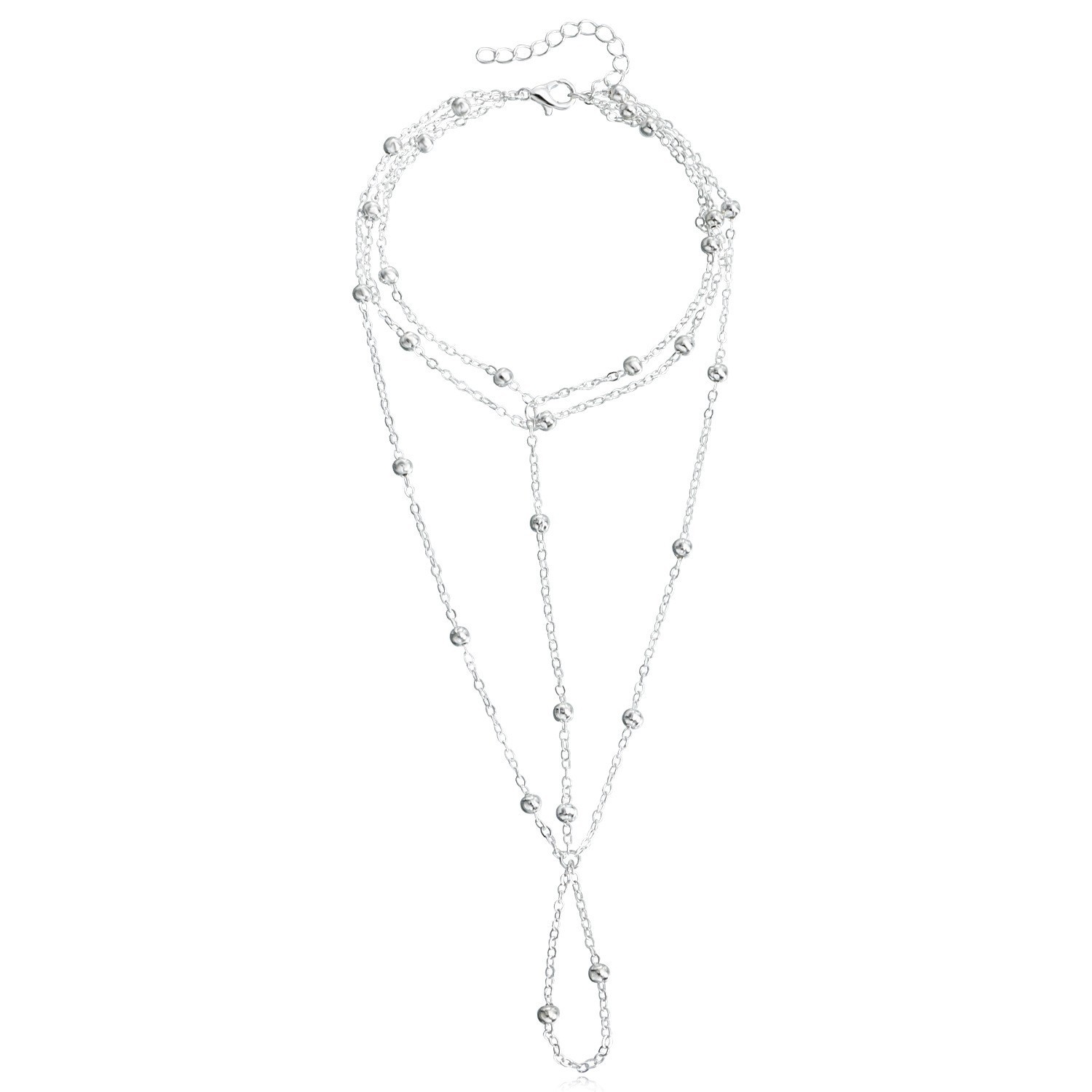 Exotic Retro Fashion Multi-layer Tassel Foot Chain Women's Metal Chain Instep Chain cos Court Style Foot Decoration