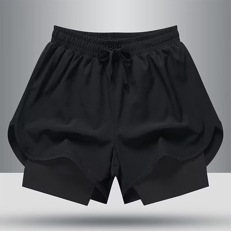 New Fake Two-Piece Summer Sports Swimming Shorts for Men Quick-Drying Three-Point Running Basketball Training Four-Point Mid-Pants Training