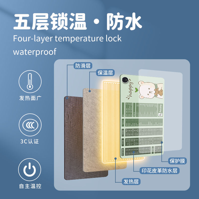 Heated Mouse Pad Extra Large Heating Desk Pad Office Computer Desktop Student Homework Writing Hand Warmer Waterproof