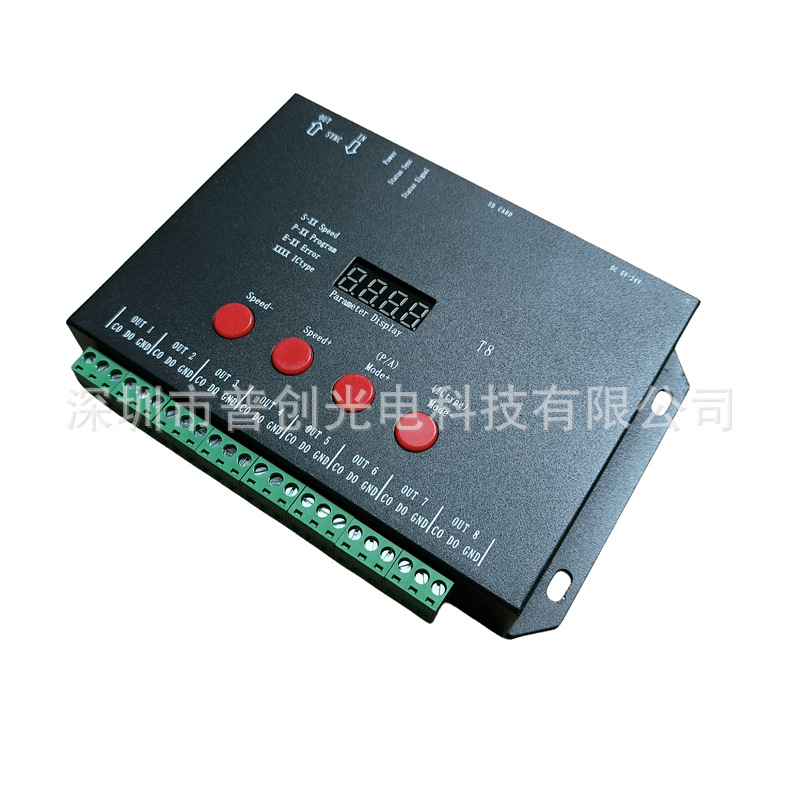 Led Lighting Full-Color Controller T8-Ttl Phantom Sd Card Programmable Dimming Marquee with Control Dc Power Supply